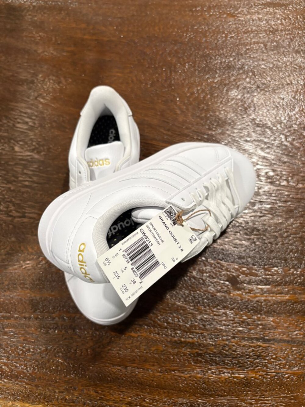 Adidas Cloudfoam Comfort White Low top Sneakers Grand Court 2.0 sz 6 1/2 6.5 NEW - Picture 4 of 4